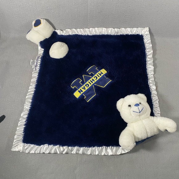 University Michigan Wolverines My Banky Baby Security Blanket Teddy Bear Plush - Picture 1 of 8